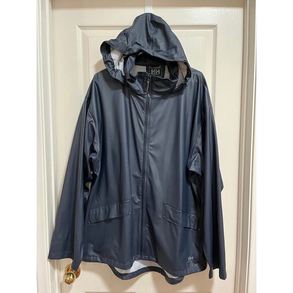 Helly Hansen Voss Men's Rain Jacket Blue XXL Packable Hood Adjustable - Picture 2 of 11
